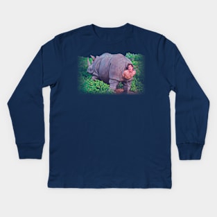 Robot Rhino Kids Long Sleeve T-Shirt